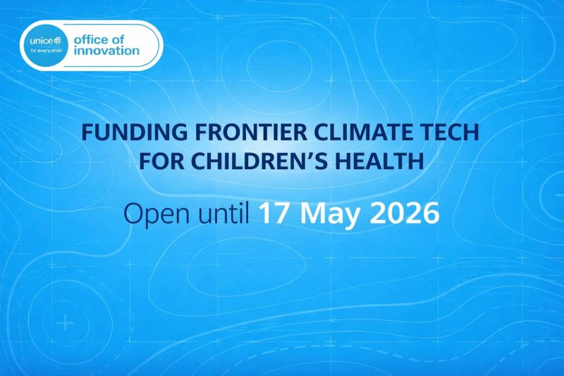 Logo 100 000 dollars de financement sans équité pour les startups de technologies climatiques développant des solutions pour la santé des enfants.