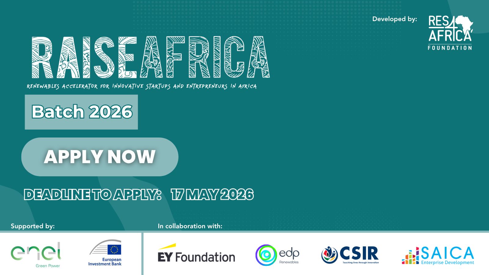 Logo RAISEAfrica 2026 est désormais ouvert aux candidatures !